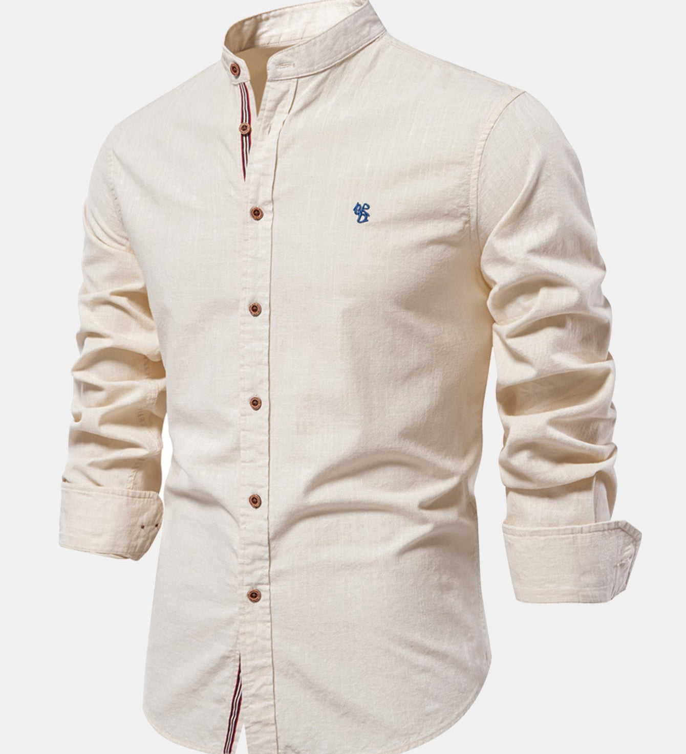 Rowan | Long Sleeve Linen Shirt With Stand Up Collar