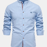 Rowan | Long Sleeve Linen Shirt With Stand Up Collar