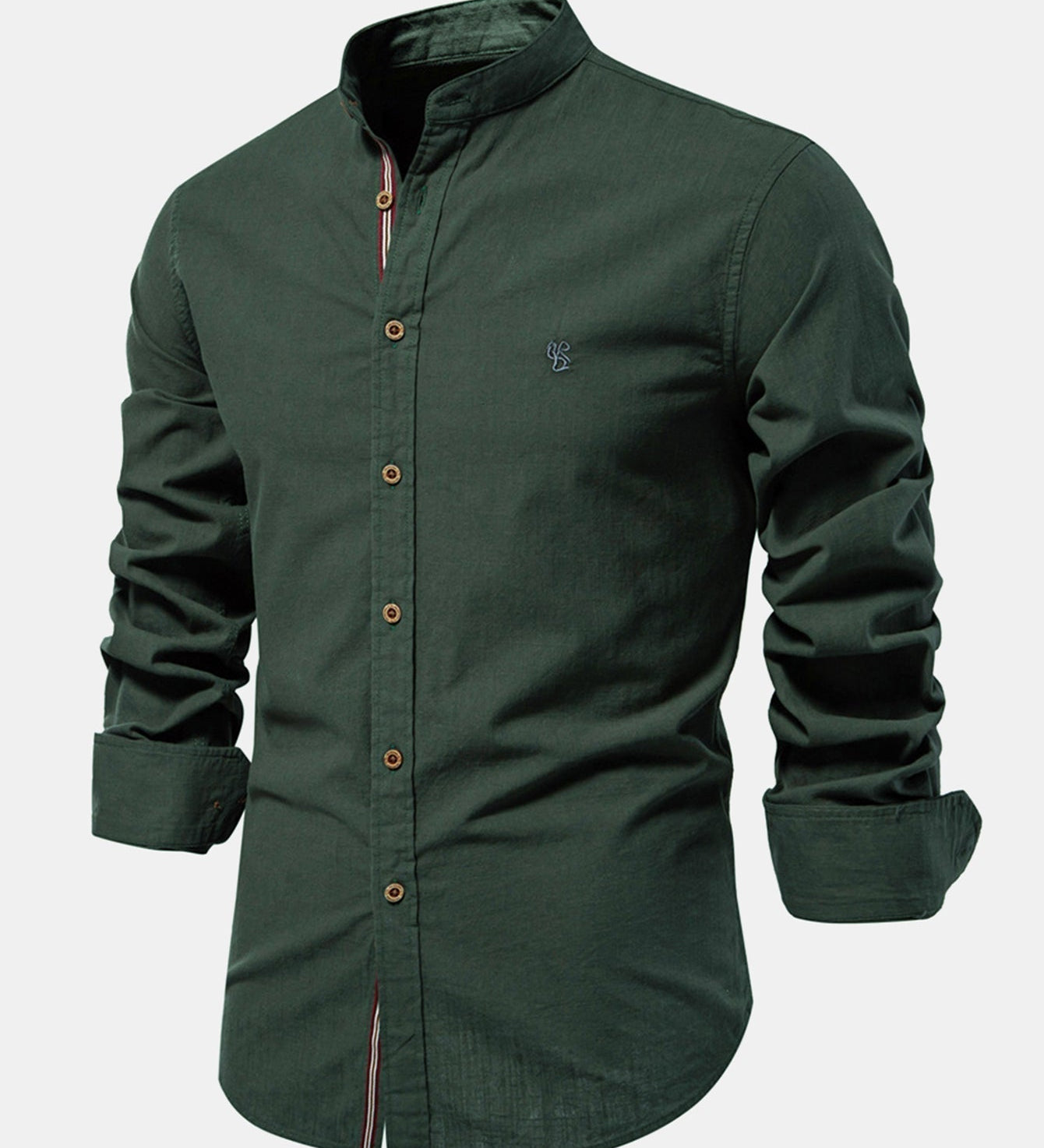 Rowan | Long Sleeve Linen Shirt With Stand Up Collar