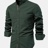 Rowan | Long Sleeve Linen Shirt With Stand Up Collar