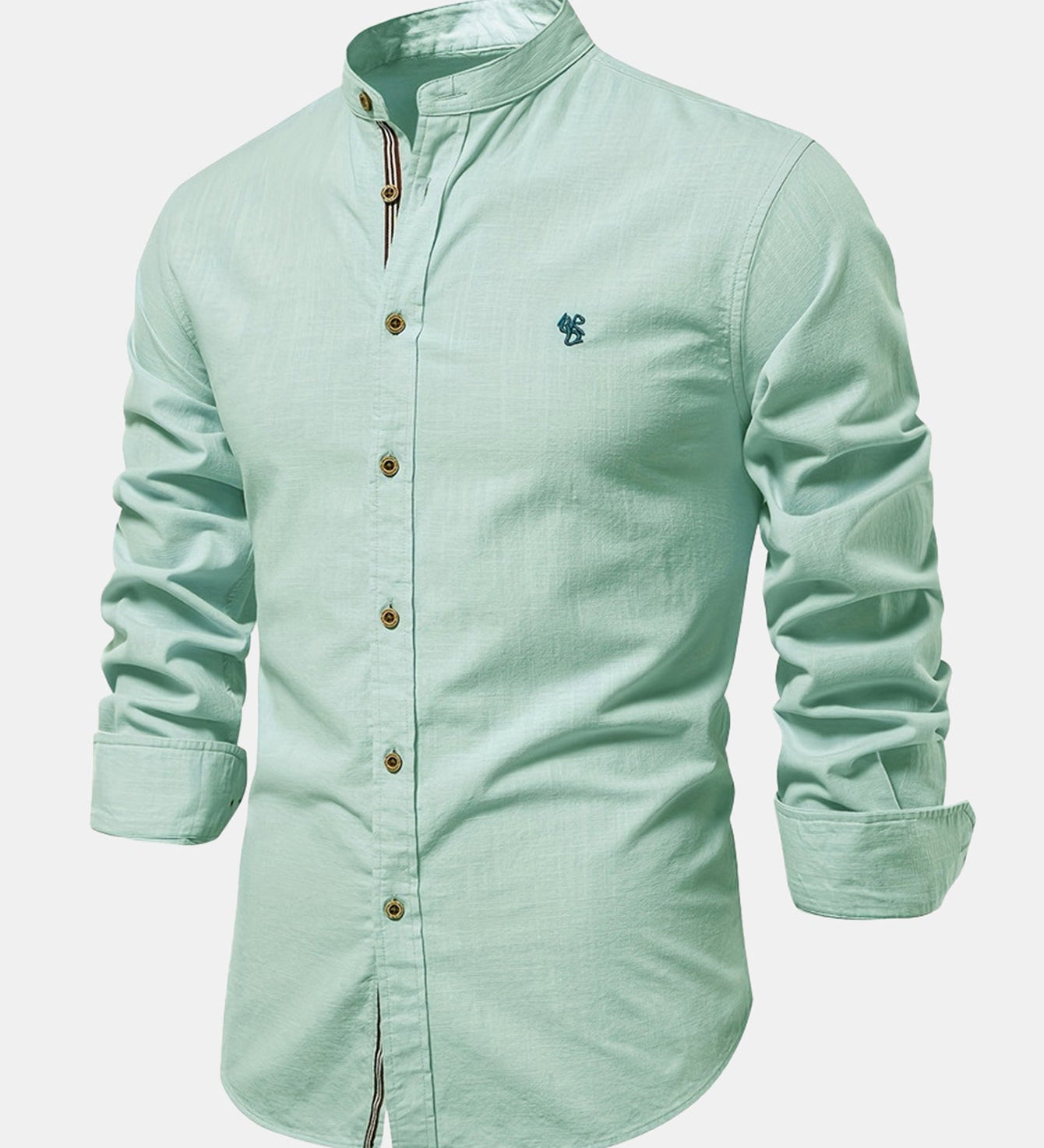 Rowan | Long Sleeve Linen Shirt With Stand Up Collar