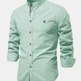 Rowan | Long Sleeve Linen Shirt With Stand Up Collar