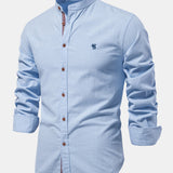 Rowan | Long Sleeve Linen Shirt With Stand Up Collar