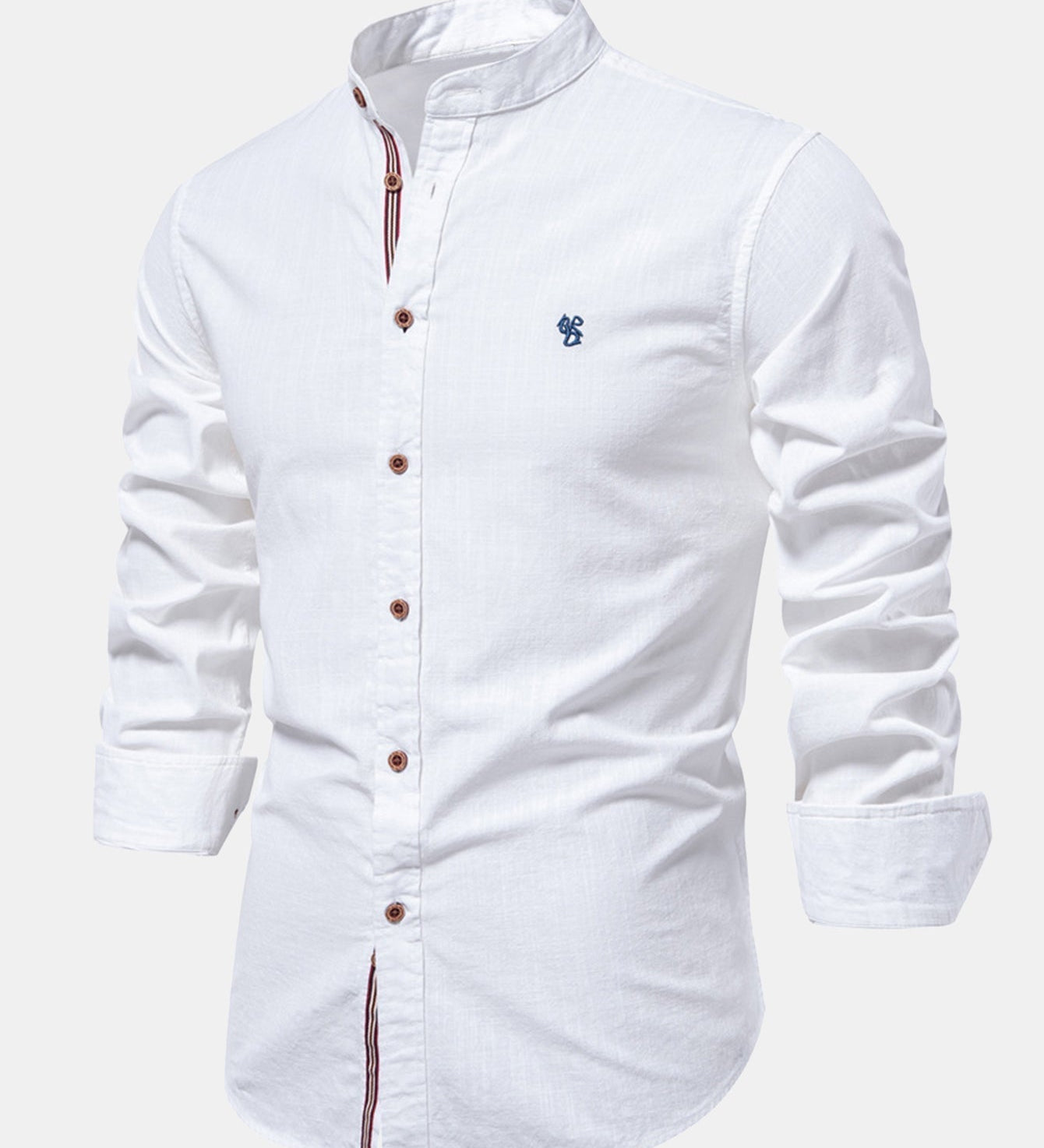 Rowan | Long Sleeve Linen Shirt With Stand Up Collar