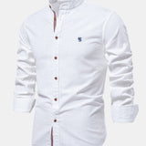 Rowan | Long Sleeve Linen Shirt With Stand Up Collar