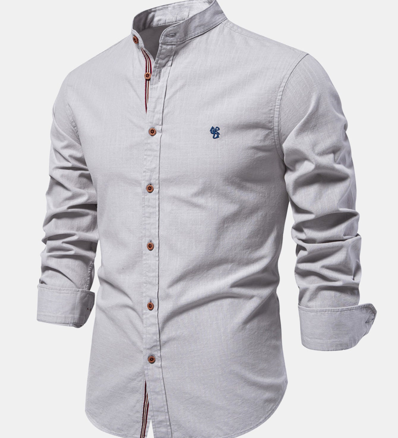 Rowan | Long Sleeve Linen Shirt With Stand Up Collar