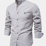 Rowan | Long Sleeve Linen Shirt With Stand Up Collar