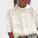 Blouse with Embroidered, Simple Stand-Up Collar
