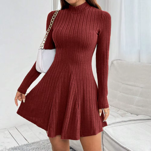 Emma – The Timeless Mock Neck Flare Dress
