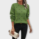Ava – Casual Long-Sleeve Knitted Sweater with Dot Pattern