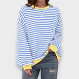 Alma | Casual Long Sleeve Sweatshirt with Round Neck and Stripe Pattern