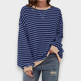 Alma | Casual Long Sleeve Sweatshirt with Round Neck and Stripe Pattern