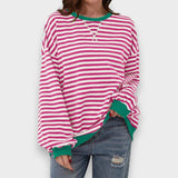 Alma | Casual Long Sleeve Sweatshirt with Round Neck and Stripe Pattern