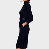 Jana | Elegant Black Shift Dress with Belt