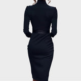 Jana | Elegant Black Shift Dress with Belt