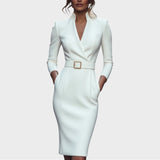 Jana | Elegant Black Shift Dress with Belt