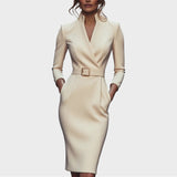 Jana | Elegant Black Shift Dress with Belt