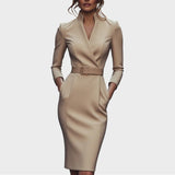 Jana | Elegant Black Shift Dress with Belt