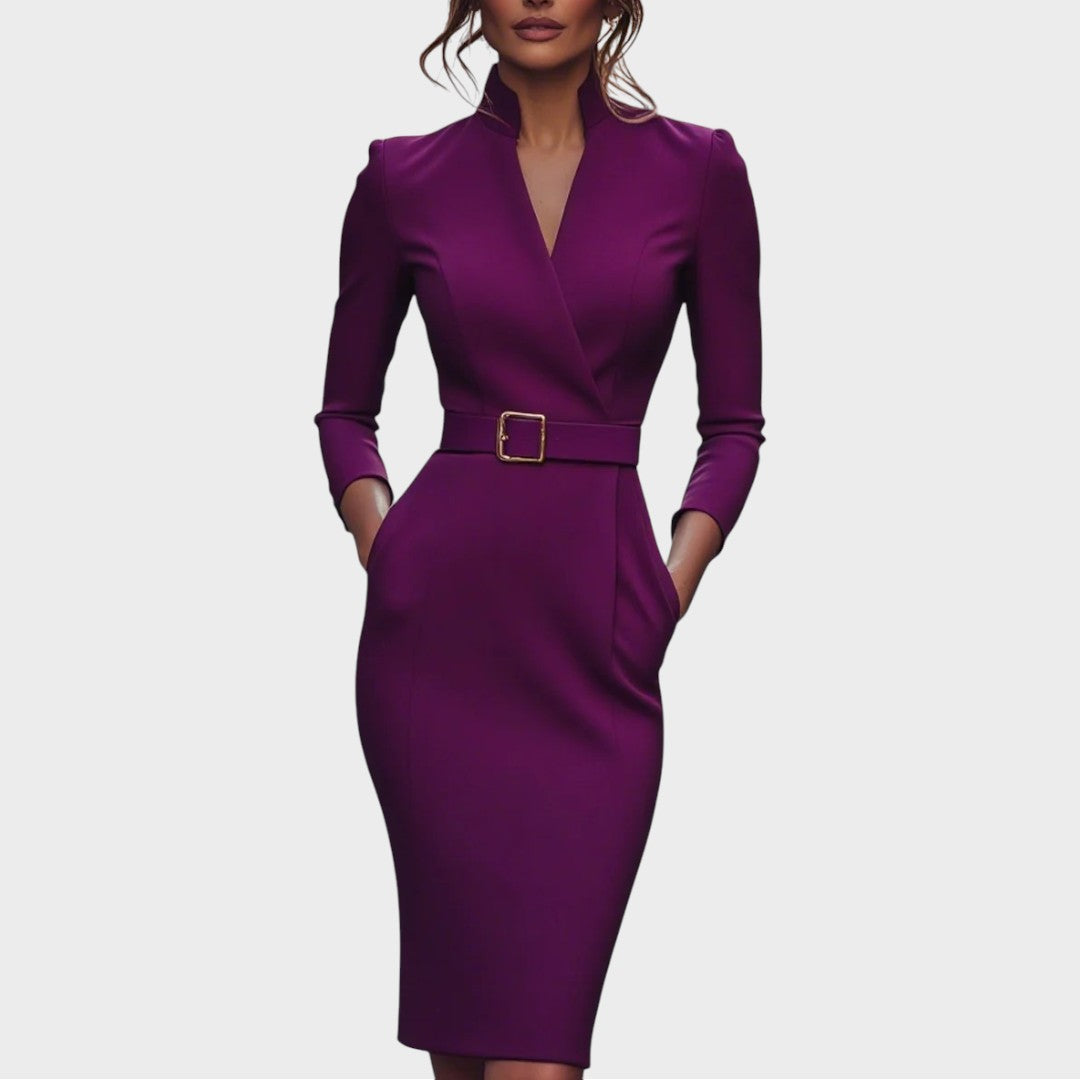 Jana | Elegant Black Shift Dress with Belt