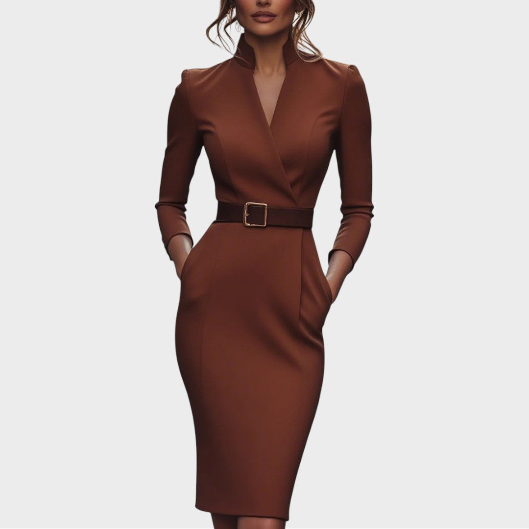 Jana | Elegant Black Shift Dress with Belt