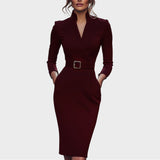 Jana | Elegant Black Shift Dress with Belt