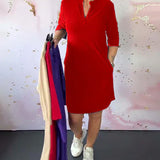 Hannah™ | Solid V-Neck Dress