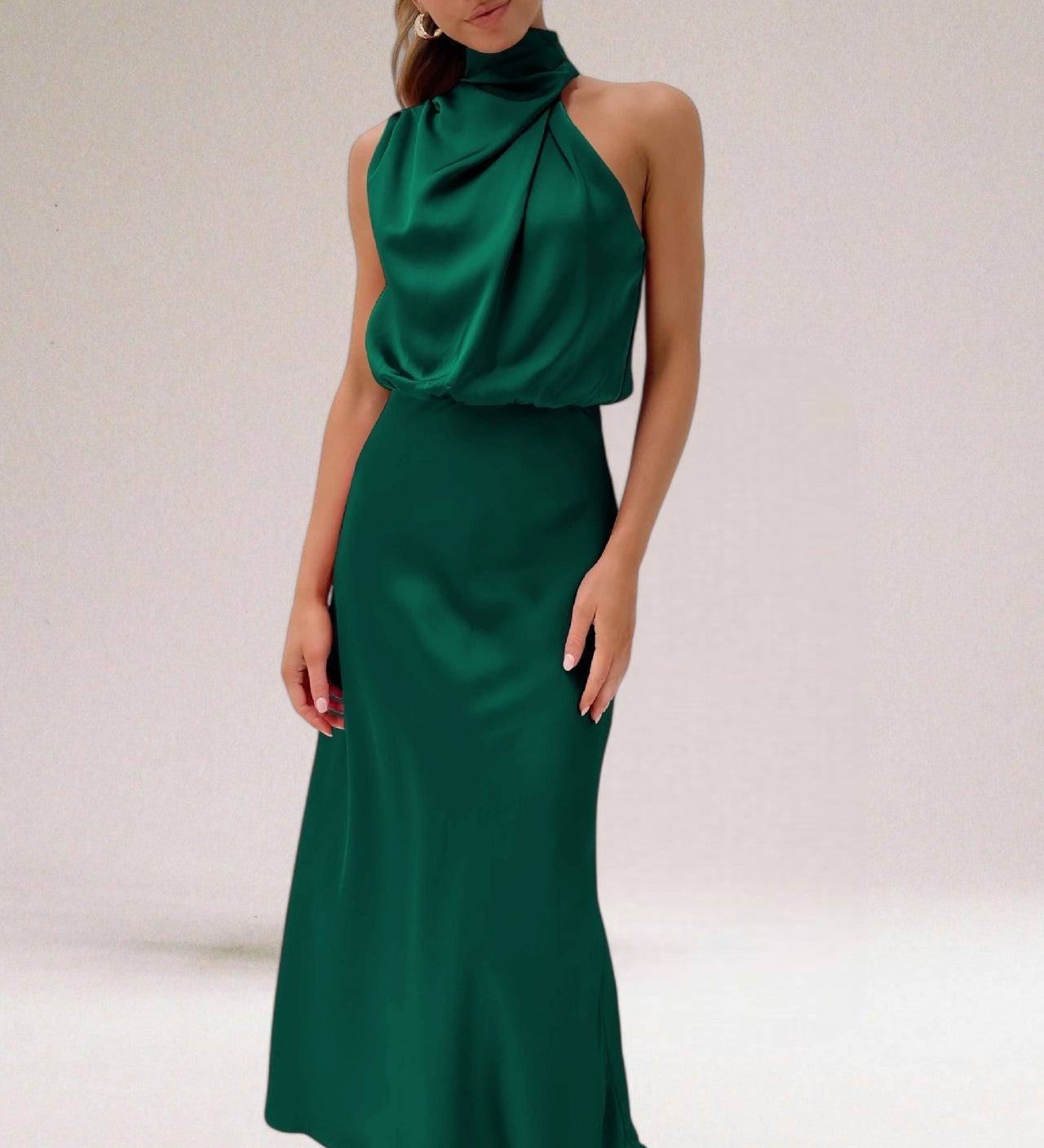 Flavia™ | Glamorous Satin Halter Dress