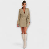 Blazer Dress with V-Neck