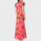 Luna - Maxi Dress with Floral Print, Tiered Cut and Bell Sleeves