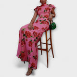 Luna - Maxi Dress with Floral Print, Tiered Cut and Bell Sleeves
