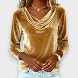 Marie | Long-Sleeve Velvet Top in Solid Colour