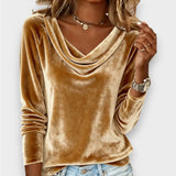 Marie | Long-Sleeve Velvet Top in Solid Colour