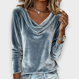 Marie | Long-Sleeve Velvet Top in Solid Colour
