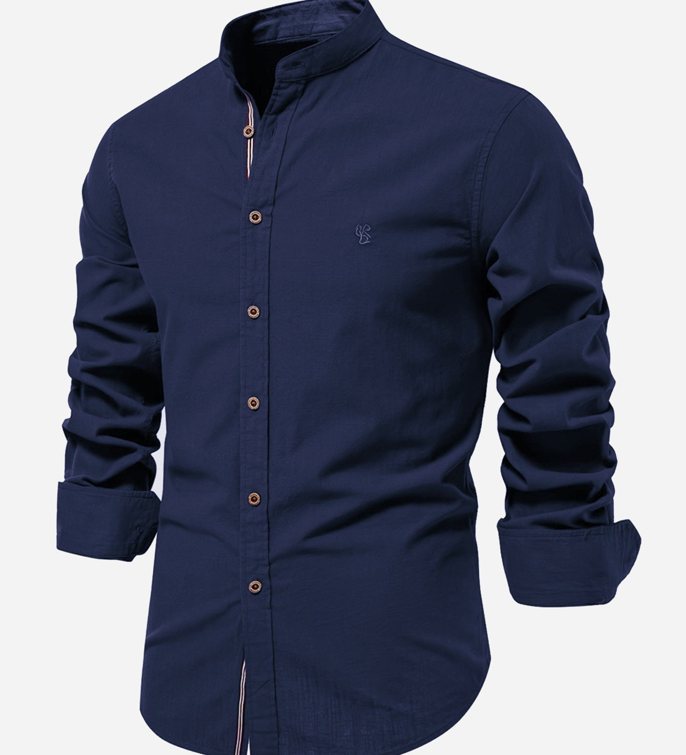 Rowan | Long Sleeve Linen Shirt With Stand Up Collar