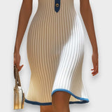 Elena I Elegant Midi Dress with Fish Tail