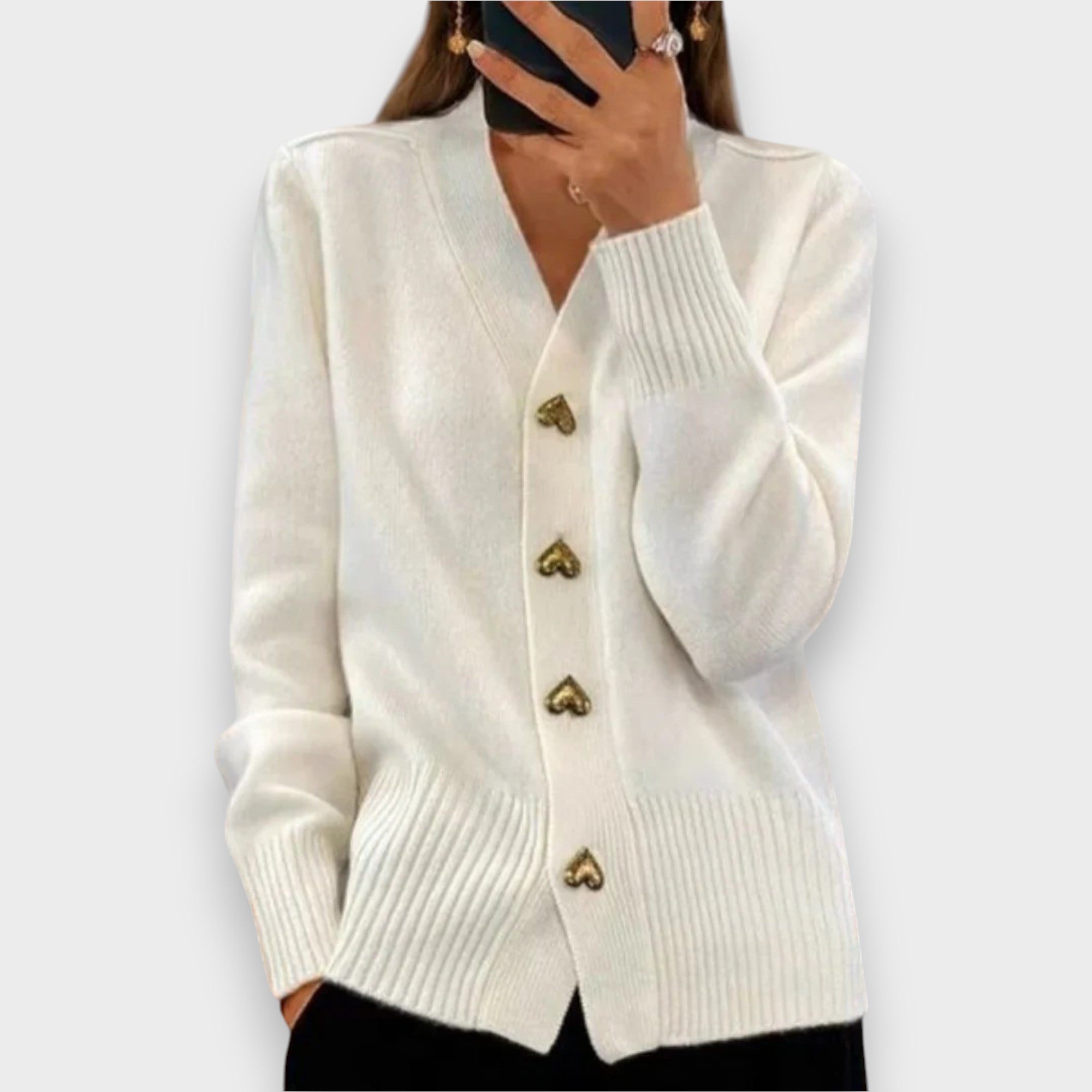 Armelle | Elegant Cardigan with Heart Buttons
