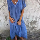 Naia™ – V-Neck Dress in Cotton & Linen