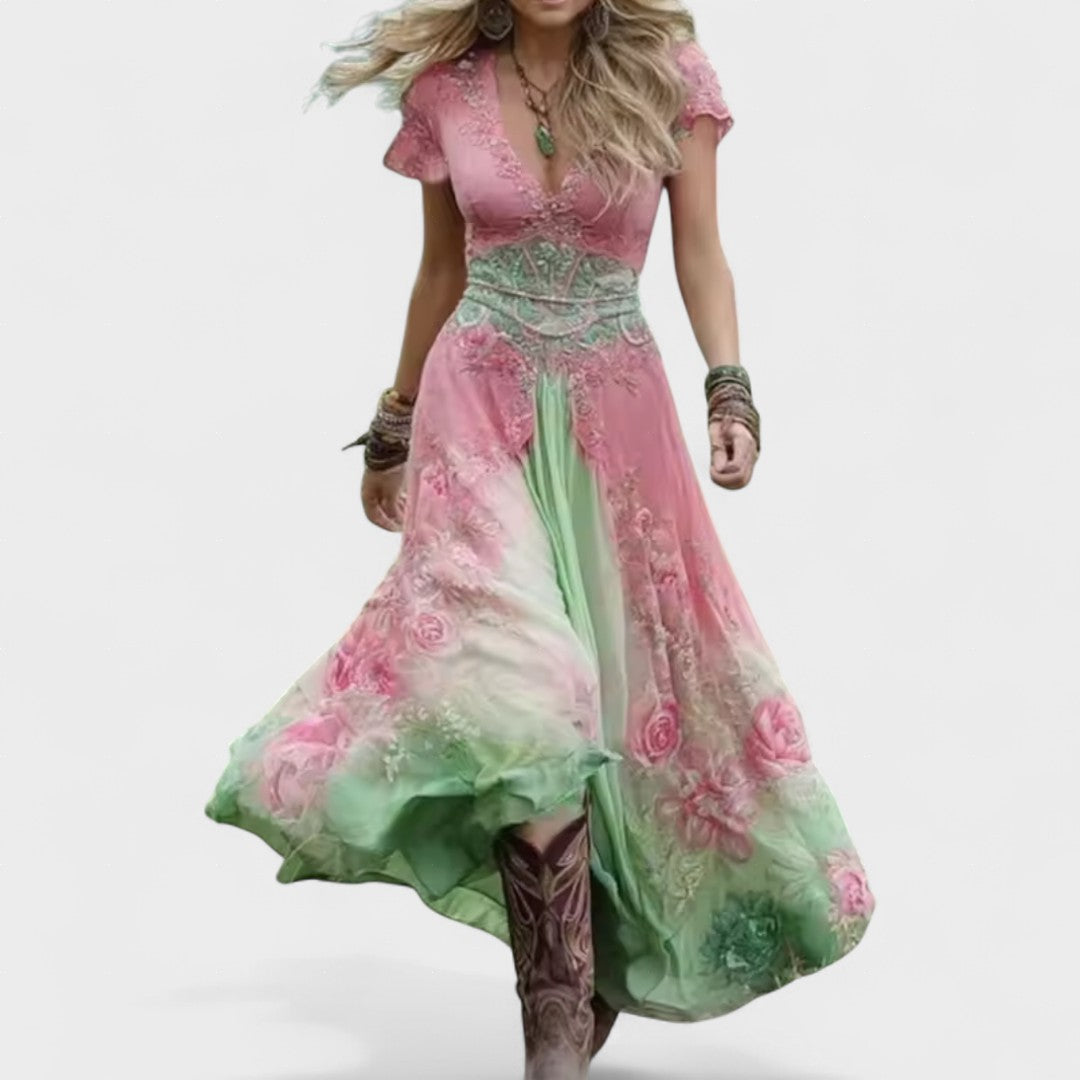 Elina | Stylishly Cut Floral Dress