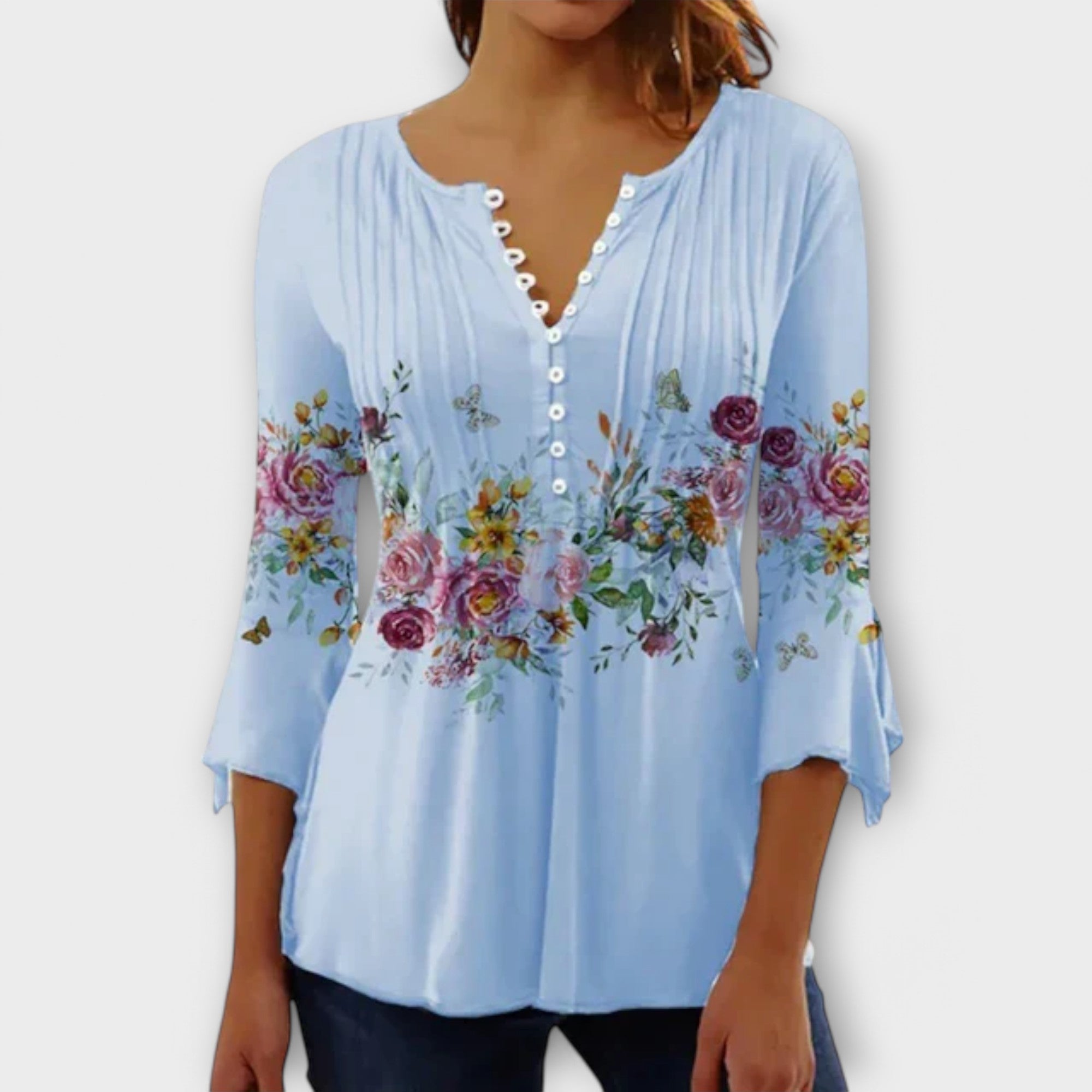 Juliane – Blouse with V-neck and Sleeves