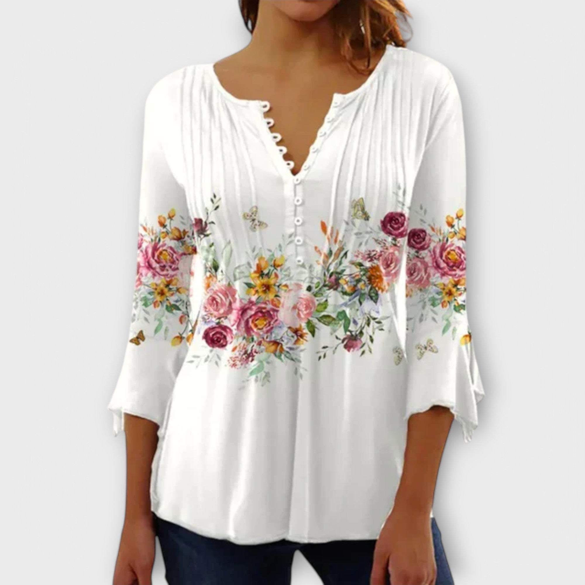 Juliane – Blouse with V-neck and Sleeves