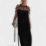 Briar - Chic Maxi Dress Made from Linen Blend with Draped Straps