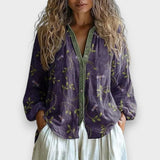 Lia | Vintage Blouse with Leaf Pattern