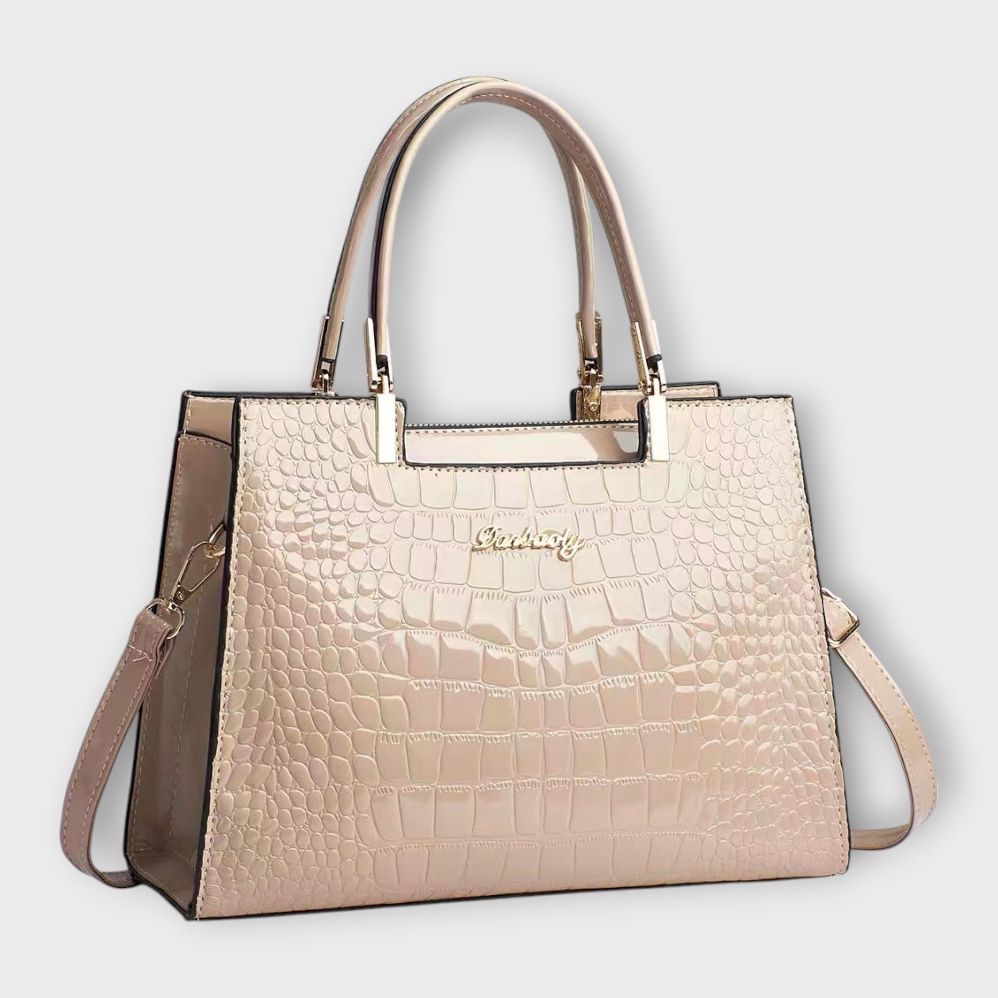 Léora. - Glossy Handbag with Crocodile Leather Pattern