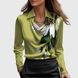 Sylvie | Luxurious Shiny Blouse with Pleated Neckline