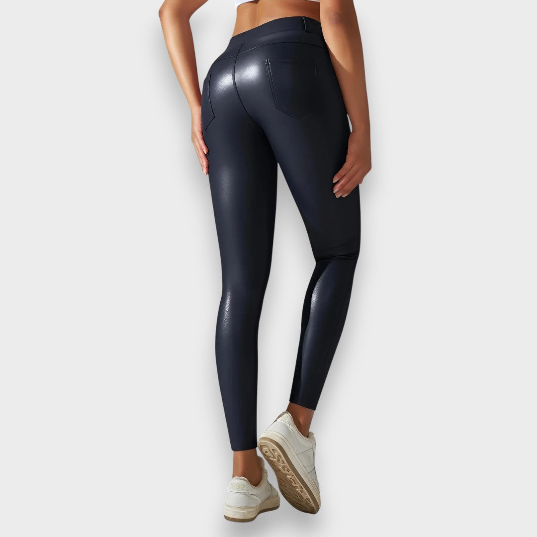Alice | Faux Leather Shaping Tights