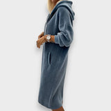 Giada | Casual Hooded Dress in Waffle Knit Fleece