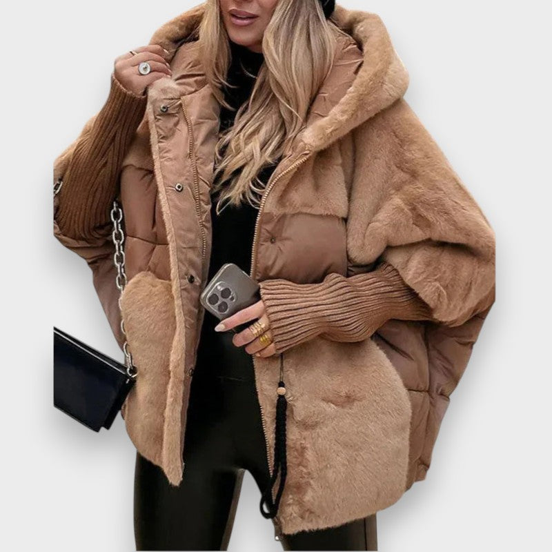 Frida | Oversized Patchwork Puffer Coat with Hood