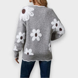Aline | Elegant Jumper with V-Neck and Floral Pattern